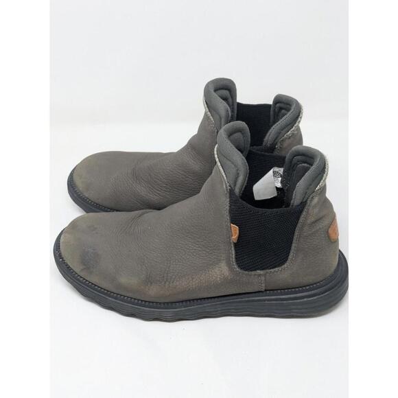 Hey Dude Men's Gray Branson M Craft Leather Pull On Chelsea Boots Size 8 - Picture 3 of 7